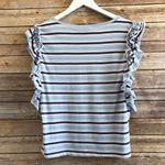 Romeo + Juliet Couture Striped Ruffle Tee Size Medium NWT Photo 1
