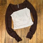 Free People Women’s long sleeve brown crop top rouched arms size large Photo 0
