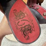 Nine West Women’s Vintage Studed Red Leather Mules Clog Heeled Chunky Grunge 6.5 Photo 12