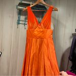 Source Unknown Stunning tangerine dream velvet deep v satin maxi dress mesh side panel ballgown Photo 7