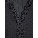 Black V Neck Blouse Top XL Whimsigoth Witchy Crochet Swiss Dot Y2K Fairy Grunge Photo 1