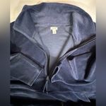 LL Bean Blue Loose Turtle Neck 3/4 Zip Up Kangaroo Pocket Ribbed Sweater XL Photo 9