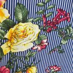 Scarlett Plus 2X 1/4 Zip V-Neck Floral Blue White Striped Tunic w/Tabbed… Photo 8