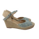 Alexis Leroy Espadrille Wedge Sandals Ankle Strap Floral Blue Size 38 Photo 0