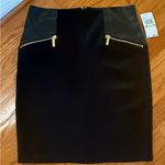 MICHAEL Michael Kors Black Skirt with Faux Black Leather and Gold Zipper Accents Size 4 Photo 0