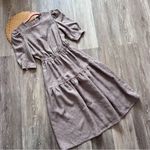 Anthropologie  current air floral jacquard puff sleeve cut out‎ midi dress size S Photo 1