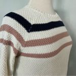 Olive & Oak  White Blush Navy Blue Striped Knit Pullover Sweater Size S Photo 5