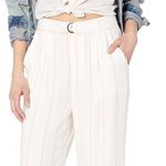 Obey NWT  Amalfi Trouser Flowing White Pants with Peach Striped Print & Belt Photo 1
