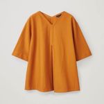 COS A-Line Pleated Blouse Top in Orange Lagenlook Relaxed Minimalist Office Work Photo 8