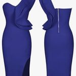 Midi Dress With Slit Blue Size XL Photo 1