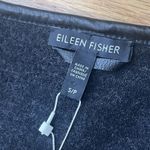 Eileen Fisher Felted Merino Doubleknit Leather Trim Coat Small Black Gray NEW Photo 6