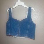 Calvin Klein Jeans  Blue Denim Sleeveless Cropped Bustier Top Size L Photo 2