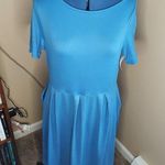 24Seven Blue Cotton Super Soft Skater Dress with Pockets Size XL Photo 0