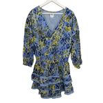 Aerie  Rock 'n' Ruffle Mini Sundress V-Neck Cotton 3/4 Sleeve Baja Blue Size L Photo 1