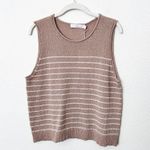 Rachel Parcell [] Boxy Muscle Tee Nude Ivory Striped Roll Neck NWT Sleeveless XL Photo 2