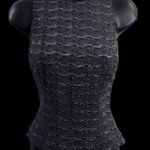 Carmen Marc Valvo Vintage Black Gray Beaded Sleeveless Knit Top Photo 2
