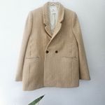 ANINE BING Oversized Fishbone Blazer Tan/White Herringbone Print Size Large Photo 3