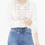 Sandro Paris Casey Lace Crepe Top Blouse Tunic Ecru Creme White Sz 2 Photo 0