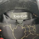 Bebe  Women's Black Floral Button Down Collared Short‎ Sleeve Silk Shirt Dress M Photo 7