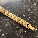 Chico's Chico’s Large Face Mother of Pearl Pave Rhinestone Goldtone Delicate Band Watch Photo 5