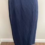 Laura Ashley Vtg Sz 12 Dress Linen Blend Midi Lagenlook Sleeveless Classic Navy Photo 4