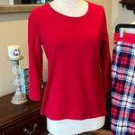 Pajamas Solid Red Top Plaid Pants Set Size M Photo 1