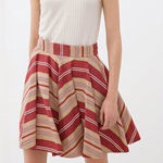 ZARA  CIRCLE SKIRT‎ STRIPED RED TAN SIZE XS Photo 0