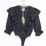 Farm Rio | Black Lace Ruffle Bodysuit Photo 8