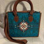 Brown and Teal Patterned Women's Bag Blue Photo 0