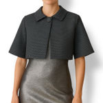 Vintage Rozae Nichols Black Metallic Textured Cropped Jacket Petite 4P Classic Photo 0