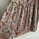 MELLODAY  Paisley Ruffle Blouse Tan Brown Size L Photo 4
