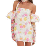 For Love & Lemons  Hazel Floral Satin Strapless Mini Dress Medium Photo 0