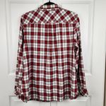 Talbots  Plaid Metallic Button up Shirt Blouse Top Red White Black Cotton Size L Photo 3