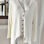 Belle France Off-White Button-Up Hi-Low Hem Sweater (Made in Italy) Size M New Photo 0