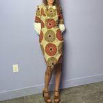 Vintage 70’s Homemade Puff Sleeve Collared Dress in Brown Orange Yellow Size S Photo 2