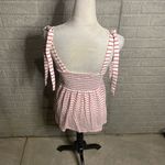 Isabel Maternity Red Striped Sleeveless Tie Straps Tank Top Size Medium White Photo 4
