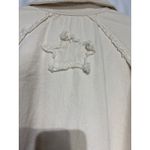 POL  Ivory Denim Jacket Frayed Raw Hem Star Applique Oversized Shacket L Photo 7