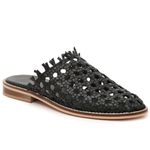 Free People  Women's Black Mirage Mules Woven Leather Slip On Boho Size 38 Photo 1