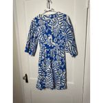 Tibi  Women's Blue White Floral Cotton Classic Chic Wrap Mini Dress Size 6 Photo 7