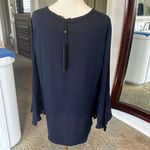 Brand New KOBI HALPRIN 100% Silk Blouse in Navy Blue Size Large Retail $298 NWT Photo 3