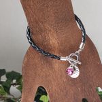 Leather Bracelet Druzy Earrings and Rose Ring Set Purple Photo 1