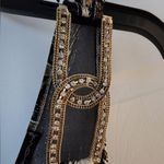 Symphony NWOT Women's Double Vneck White Gold Black Rhinestone Ruched Dress XS/S Photo 2