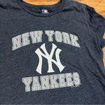 Women's Large New York NY‎ Yankees Top Short Sleeve Baseball MLB Glitter Blue Photo 1