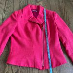 T Tahari  Womens Fuchsia Moto Jacket Blazer Full Zip Size 10 Tweed Boucle Photo 9