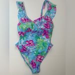 Stella Parker Ruffle Printed one piece bathing suit plus size 16 NWT Pink Photo 3