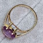 Amethyst 14K 14KT Karat Yellow Gold  Purple Hexagon Shape Sz 7.75 Ring Photo 4