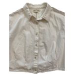 Madewell Women’s XL Off-White Cropped Button-Up Shirt Jacket Cotton Long Sleeve Photo 2