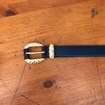 Cipriani Belt Glazed Cowhide On PVC Lining Black Gold Tone Buckle Size Large Photo 10