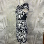 Tibi  Animal Print Leather‎ Panel Dress Black Cream Size US 2 Photo 7
