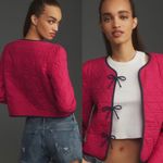 Anthropologie NWT $138 x DOLAN Pink Bow-Front Linen Quilted Lady Jacket S Photo 1